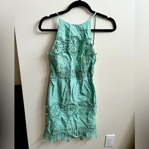 Women’s sage green Size Small Lulu thick lace open back dress